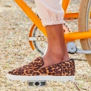 BIRDIES The Swift Leopard Print Calf Hair Slip-on Sneakers